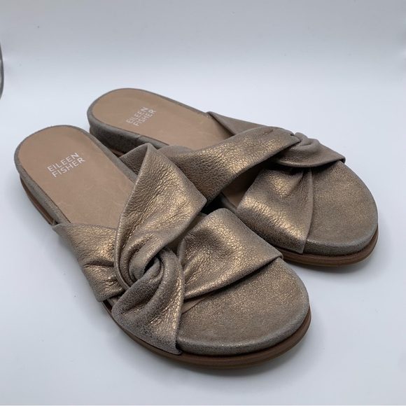 Eileen Fisher Shoes - Eileen Fisher Dello Slide Sandal NWOB size 5 Gold slip on wedding party guest650